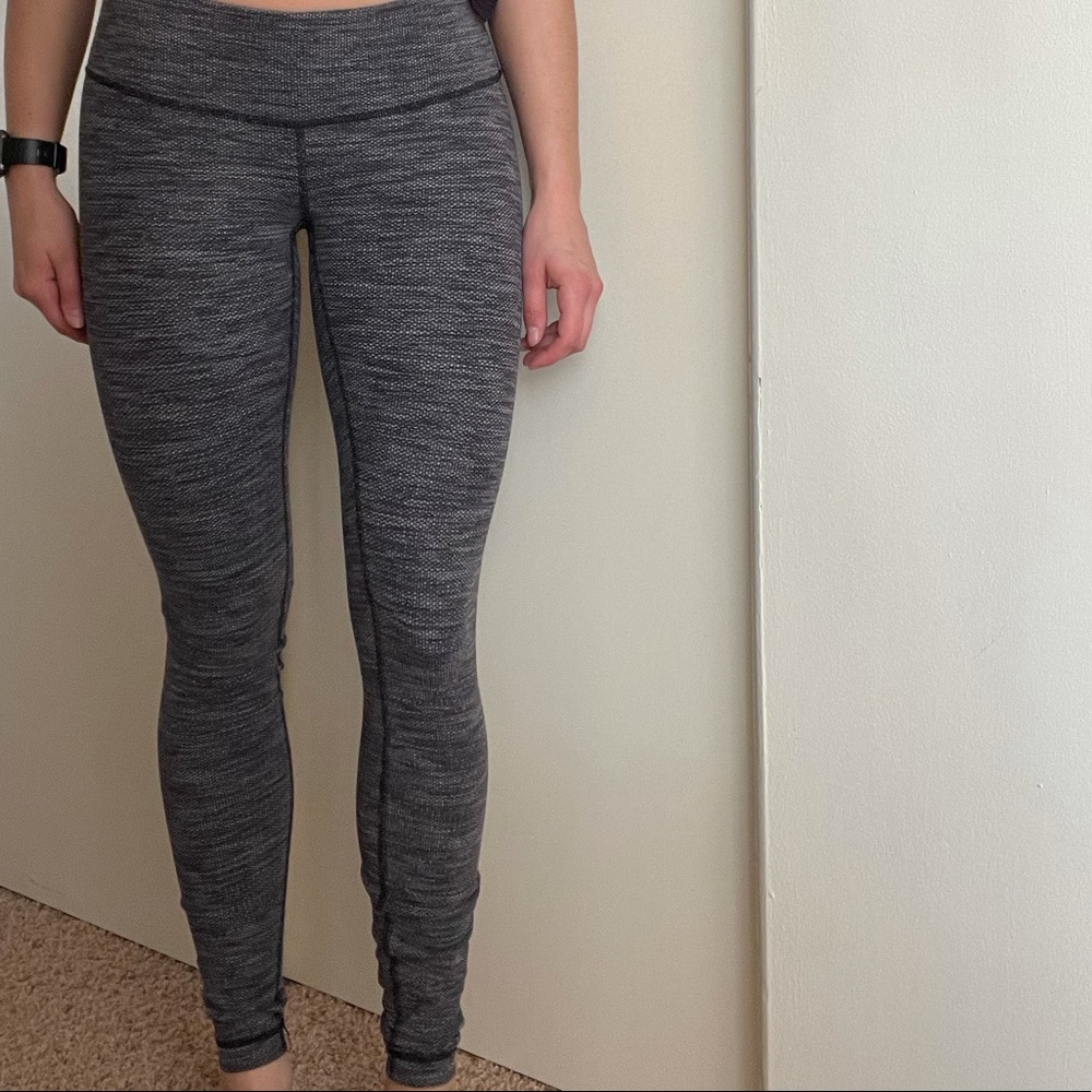 Lululemon Wunder Under Gray Textured Leggings